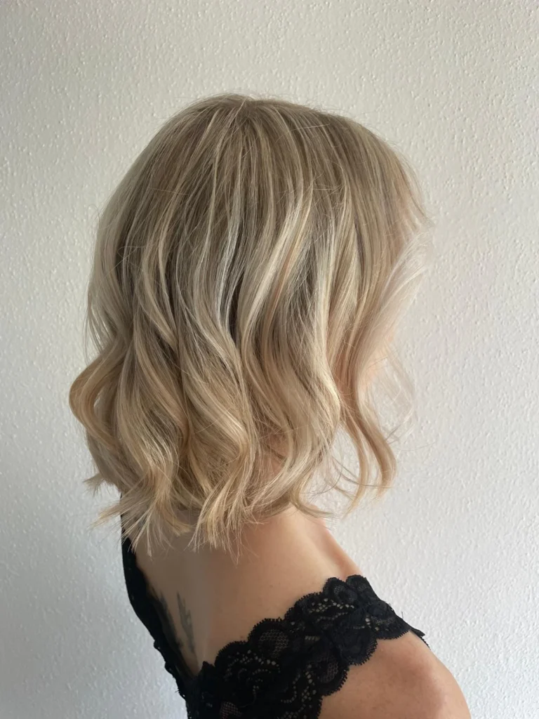 Blonder Bob mit weichen Wellen bei Friseur ist Kopfsache